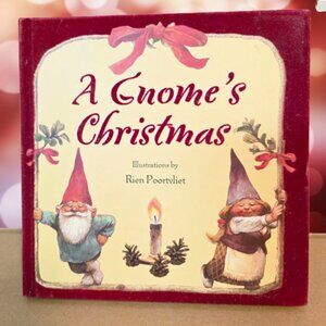 A Gnome’s Christmas by Rien Poortvliet Flocked Velvet Holiday Book with Ornament